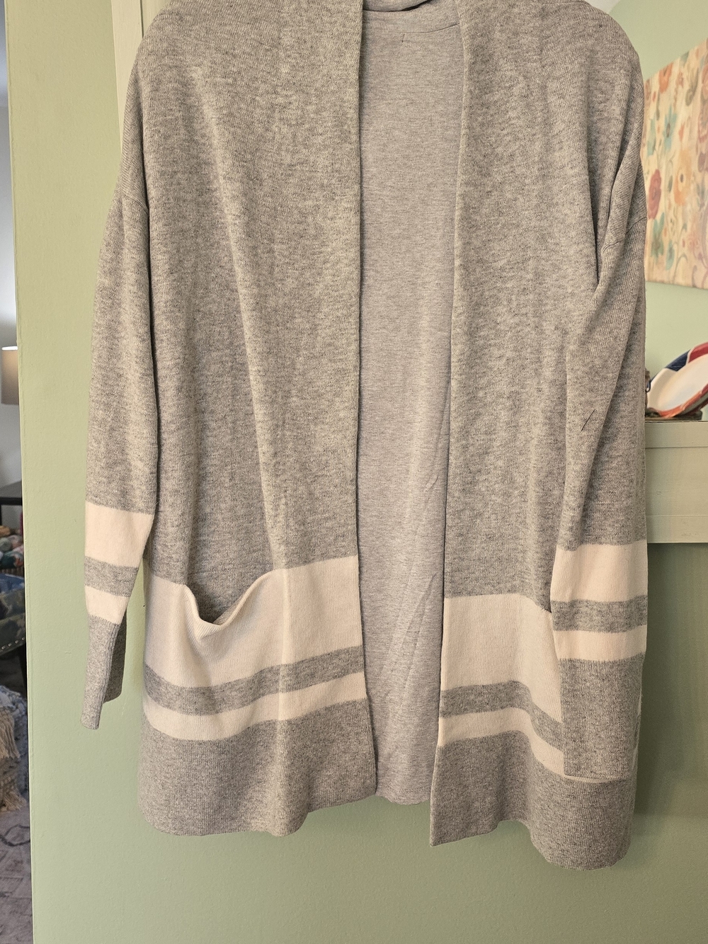 Ann Taylor Light Gray Turtleneck Sweater Top And Heather Gray Cardigan